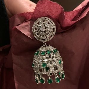 Green ornamental earrings